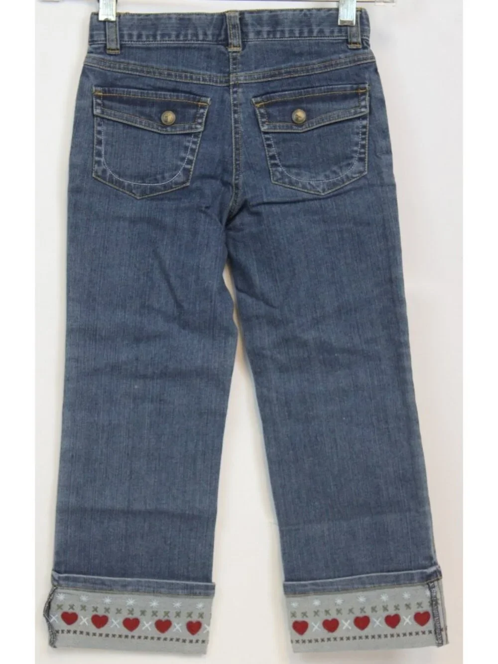 2007 Gymboree Mountain Cabin Denim Jeans sz 6 Hearts Winter Woods Xmas Casual